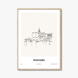 Grenada One Line Zeichnung Druck, Minimalistische Grenada Wandkunst, Reiseplakat & Stadt Karte, Modernes Wohndekor, Spanien Souvenir Geschenk
