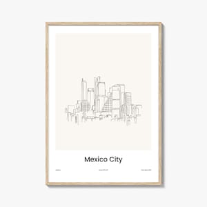 Mexico City One Line Drawn Print, Mexico City Art, Mexico City Wall Decor, Mexico City Travel Poster, City Map