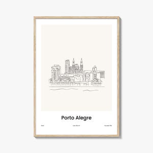 Porto Alegre One Line gezeichneter Druck, Porto Alegre Wandkunst, Porto Alegre Dekor, Porto Alegre Reiseplakat, Stadtkarte
