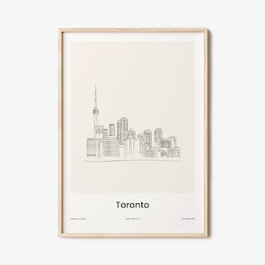 Toronto Print No 1, Toronto Wall Art, Toronto Wall Decor, Toronto Travel Poster, City Map, One Line Draw