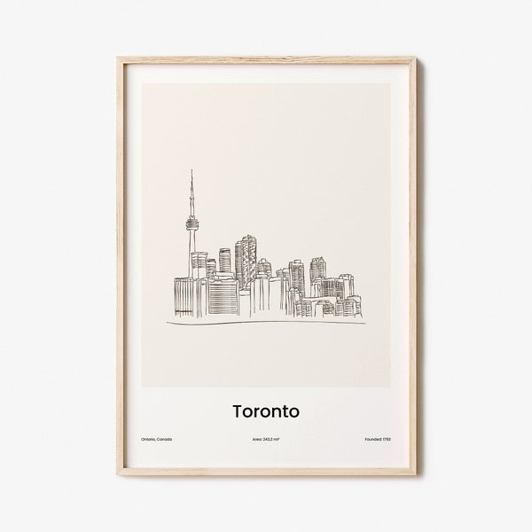 Toronto Print No 1, Toronto Wall Art, Toronto Wall Decor, Toronto Travel Poster, City Map, One Line Draw