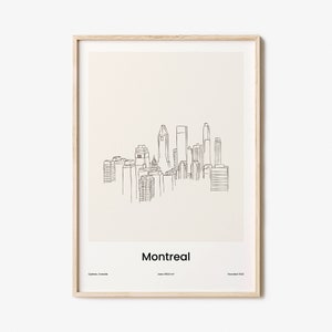 Montreal Print, Montreal Wall Art, Montreal Wall Decor, Montreal Travel Poster, City Map, One Line Draw