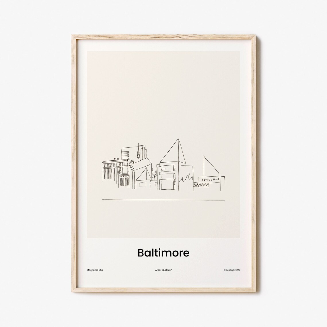 Baltimore Line Art Poster Print Baltimore Wall Art Baltimore Etsy