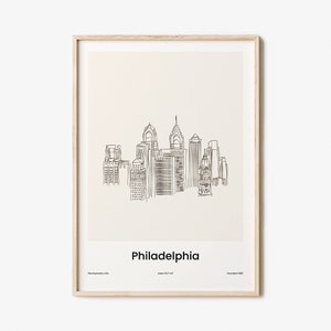 Philadelphia Print No 1, Philadelphia Art, Philadelphia Decor, Philadelphia Travel Poster, City Map, One Line Draw