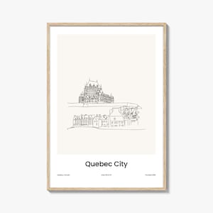 Quebec One Line Drawn Print, Quebec Wall Art, Quebec Wall Decor, Quebec Travel Poster, City Map