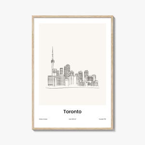 Toronto Poster Print Canada CN Tower Skyline Minimalist Line Drawing Wall Decor