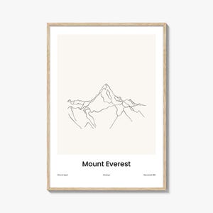 Mount Everest Line Art Print: Minimalist Travel Poster