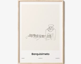 Barquisimeto Print, Barquisimeto Wall Art, Barquisimeto Decor, Barquisimeto Travel Poster, City Map, One Line Draw