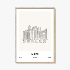 Miami One Line Drawing Print, Miami Wall Art, City Map Travel Poster, Minimalist Miami Decor, Modern Wall Hanging
