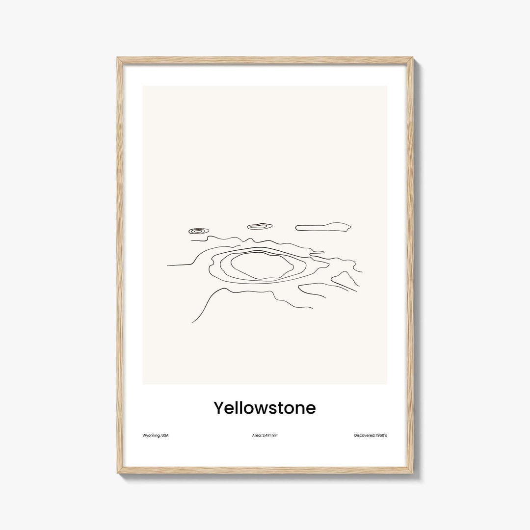 Yellowstone National Park Art Print: Minimalist One Line Landscape ...