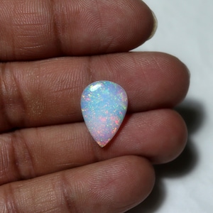 AAA Ethiopian Opal Cabochon: 3.5 Cts Pear Rainbow Fire, 17.5x12.5mm