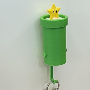 Super Mario STAR Wandschlüsselhalter Schlüsselaufhänger und Schlüsselanhänger Rohr zur Wandbefestigung (Mario, Lugi, Kröte, Prinzessin, Pirhana, Feuerblume, Stern, Bowser)