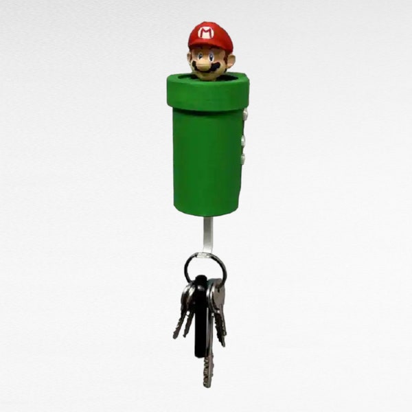 Porte-clés mural Super Mario, accroche-clés et tube porte-clés à fixation murale (Mario, Lugi, crapaud, princesse, Bowser