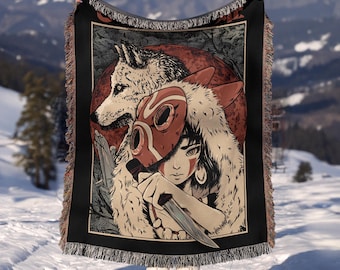 Anime Hand Woven Cozy Blanket | Manga Tapestry Throw | Suitable As Snuggle Blanket Or Woven Wall Hanging