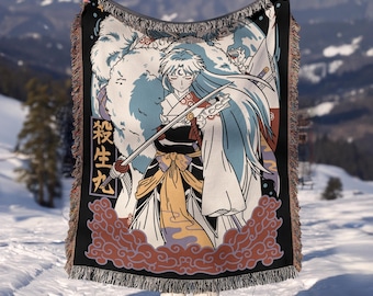 Anime Hand Woven Cozy Blanket | Manga Tapestry Throw | Suitable As Snuggle Blanket Or Woven Wall Hanging