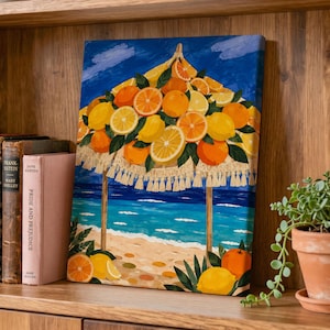 Citrus Beach Canopy Seaside Gouache Collage Poster & Canvas 7KOEY