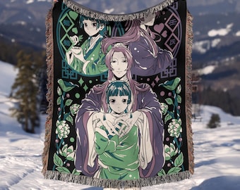 Anime Hand Woven Cozy Blanket | Manga Tapestry Throw | Suitable As Snuggle Blanket Or Woven Wall Hanging