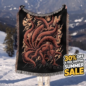 Anime Hand Woven Cozy Blanket | Manga Tapestry Throw | Suitable As Snuggle Blanket Or Woven Wall Hanging