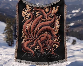 Anime Hand Woven Cozy Blanket | Manga Tapestry Throw | Suitable As Snuggle Blanket Or Woven Wall Hanging
