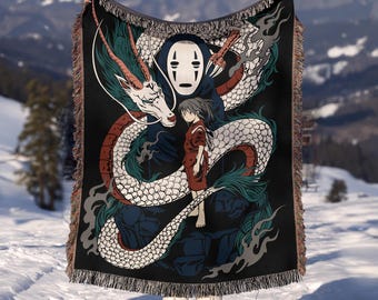 Anime Hand Woven Cozy Blanket | Manga Tapestry Throw | Suitable As Snuggle Blanket Or Woven Wall Hanging