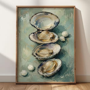 Painterly Coastal Clam Shell Still Life Poster & Canvas 7IZZ2