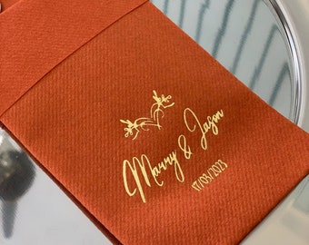 Personalized Pocket Napkins, Linen Feel, Wedding Disposable Cloth Like Dinner Napkins, Custom Dinner Napkins, Soft, Absorbent, Parties