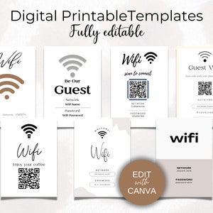 Anpassbare und druckbare WLAN-Schildvorlagen - Bleiben Sie mit Stil in Verbindung, WLAN-Schild, WLAN-QR-Code, Bearbeitbare WLAN-QR-Code-Postervorlage, A4