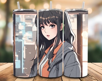 20oz tumbler design anime girl - Sublimation design templates - Anime girl - Manga - PNG - Digital download