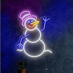 Snowman Christmas neon signs, Room decoration neon light, Custom snowman neon light, Light for Christmas, Custom wall decoration