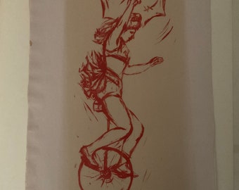 Burr Singer-lithografie 'Circus Performer', gesigneerd uit de jaren 40