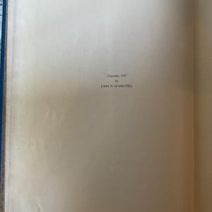 May include: Open book with aged, off-white pages. The text "Copyright, 1927 by JOHN H. NANKIVELL" is printed in a small, dark font. The book's spine is a dark blue color.