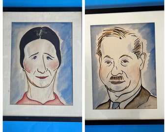 Burr Singer Originals Watercolor Paintings of Her Parents