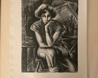 Burr Singer 'Zelfportret'-lithografie niet gesigneerd