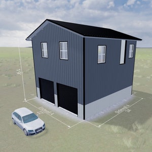 Affordable 22' x 24' x 19' Tall Lightweight Galvanized Steel Garage and Apartment Kit