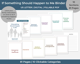 If Something Should Happen to Me Binder | In Case of Emergency | Estate Planning