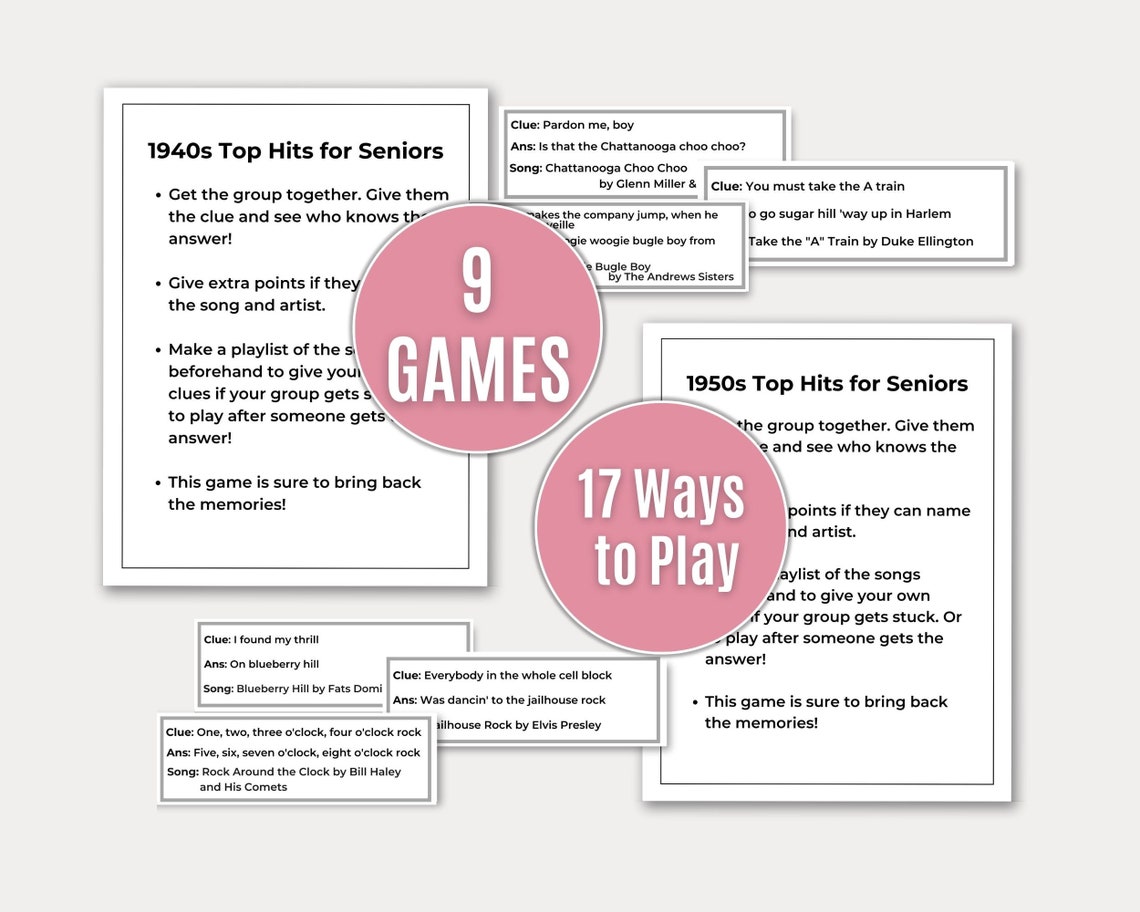 Reminiscing Games for Seniors Bundle Printable Memory Care - Etsy