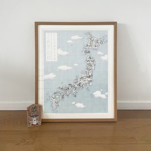Carte "Japon illustré" - monochrome