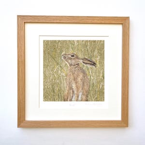 Hand Drawn Harvest Hare Signed Art Print /Hare /Hare print/nature art print