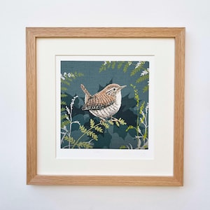 Hand Drawn Navy Wren Signed Art Print /wren birds uk/bird print/nature art print