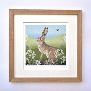 Handgezeichneter Hase Kunstdruck// Wildtier Wandbild // Hase// Landhaus Dekor // Hase Kunstdruck // Hase Kunstdruck