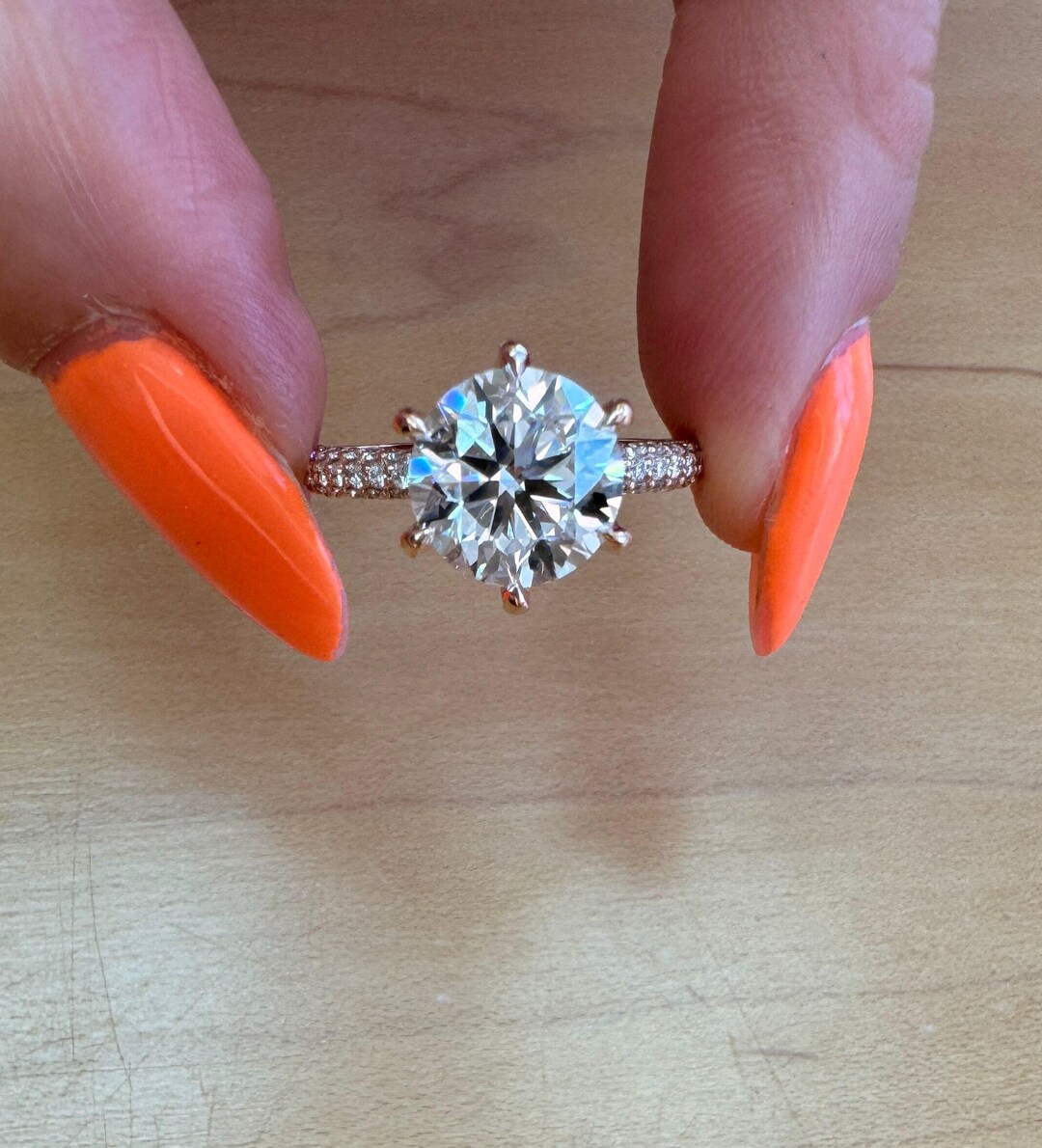 3 Ct Round Cut E/VVS2 Lab Grown CVD IGI Diamond Engagement Ring 14k ...