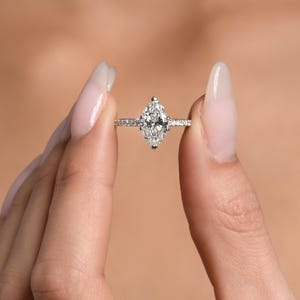 1.25 Carat Marquise Cut E/VVS1 Lab Created Diamond Engagement Ring 14k White Gold IGI Certified