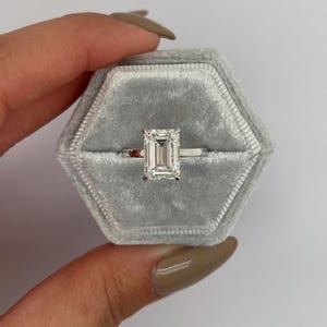 3.05 Ct Emerald Cut E/VVS2 Lab Grown Diamond Engagement Ring 14k White Gold IGI Certified