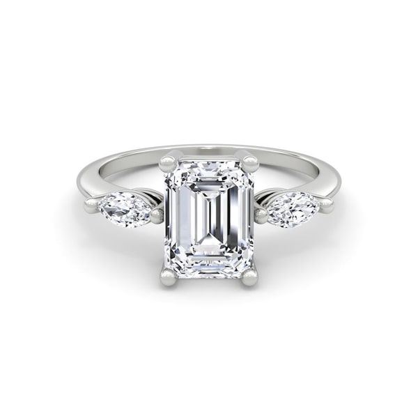 2.40 Carat Emerald Shape E/VVS2 Lab Grown Diamond Engagement Ring 14k White Gold IGI Certified
