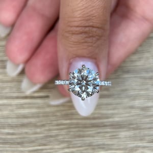 3.45 Carat Round Cut E/VS1 Lab Grown Diamond Engagement Ring 14k White Gold IGI Certified