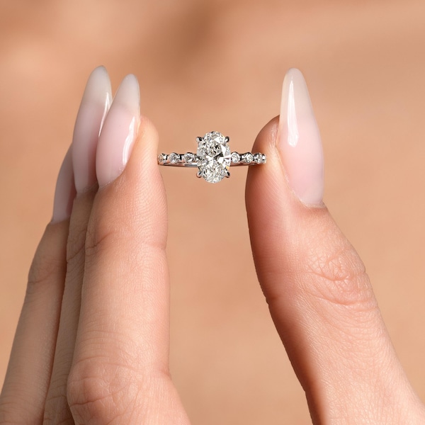 Diamond Engagement Ring Oval Cut D/VVS2 Lab Grown / IGI Certified Diamond Ring / CVD Diamonds/ 14k White Yellow Rose