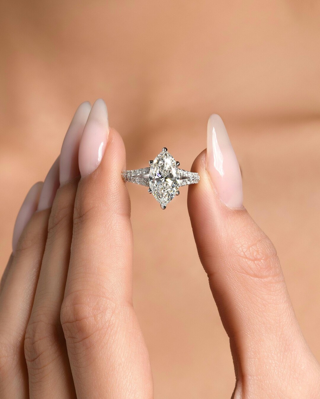 Buy Ct Marquise Cut F/VS1 Lab Created Diamond Engagement Ring 14k  White Gold IGI CERTIFIED Online in India