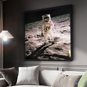 Buzz Aldrin on The Moon Art Print | NASA Edwin Aldrin, Large Canvas Wall Art Print