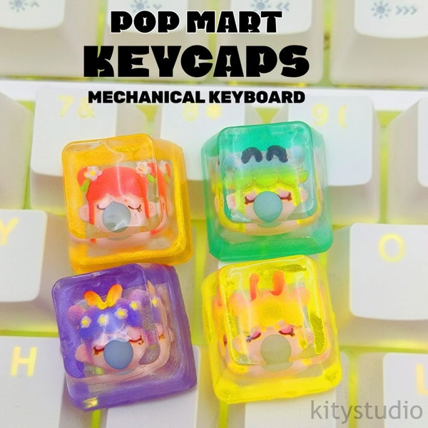 Pop mart Keycaps,Girl blowing bubbles keycaps,esc cute key caps,anime keycaps,kawaii keycap,keyboard caps,Artisan escape keycap,Cherry mx