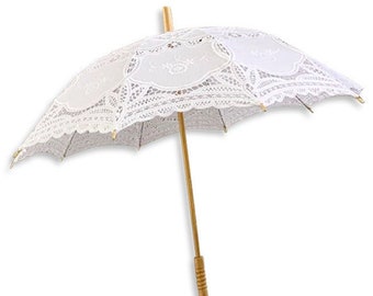 Vintage White Lace Wedding Parasol Bridal Photo Shoot Sun Umbrella